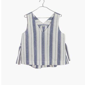 Madewell Linen-Blend Side Tie Tank Top in Stripe